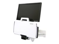 Ergotron 200 Series - Kit de montaje (brazo articulado, soporte para escáner de código de barras, bandeja del teclado con bandeja izquierda/derecha para ratón) - para pantalla LCD / equipo PC - acero - blanco - tamaño de pantalla: hasta 24 pulgadas - se puede instalar en la pared 45-230-216