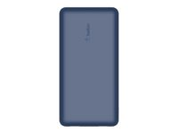 Belkin - Cargador portátil - 20000 mAh - 15 vatios - 3 conectores de salida (USB, USB-C) - en el cable: USB-C - azul BPB012BTBL