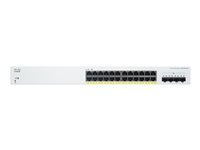 Cisco Business 220 Series CBS220-24P-4X - Conmutador - inteligente - 24 x 10/100/1000 (PoE+) + 4 x 10 Gigabit SFP+ (enlace de subida) - montaje en rack - PoE+ (195 W) CBS220-24P-4X-EU