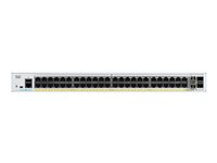 Cisco Catalyst 1000-48P-4X-L - Conmutador - Gestionado - 24 x 10/100/1000 (PoE+) + 24 x 10/100/1000 + 4 x 10 Gigabit SFP+ (enlace de subida) - montaje en rack - PoE+ (370 W) C1000-48P-4X-L