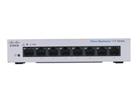 Cisco Business 110 Series 110-8T-D - Conmutador - sin gestionar - 8 x 10/100/1000 - sobremesa, montaje en rack, montaje en pared - alimentación cc CBS110-8T-D-EU