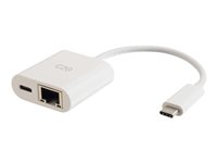 C2G USB C to Ethernet Adapter With Power Delivery - White - Adaptador de red - USB-C - Gigabit Ethernet x 1 - blanco 82407