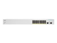 Cisco Business 220 Series CBS220-16P-2G - Conmutador - inteligente - 16 x 10/100/1000 (PoE+) + 2 x Gigabit SFP (enlace ascendente) - montaje en rack - PoE+ (130 W) CBS220-16P-2G-EU