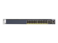 NETGEAR M4300-28G-PoE+ - Conmutador - L3 - Gestionado - 2 x 10/100/1000/10000 + 2 x 10 Gigabit SFP+ + 24 x 10/100/1000 (PoE+) - flujo de aire de delante hacia atrás - montaje en rack - PoE+ (720 W) GSM4328PB-100NES