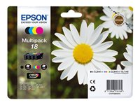Epson 18 Multipack - Paquete de 4 - negro, amarillo, cián, magenta - original - blíster con alarmas de RF/acústica - cartucho de tinta - para Expression Home XP-212, 215, 225, 312, 315, 322, 325, 412, 415, 422, 425 C13T18064020