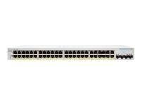 Cisco Business 220 Series CBS220-48P-4X - Conmutador - inteligente - 48 x 10/100/1000 (PoE+) + 4 x 10 Gigabit SFP+ (enlace de subida) - montaje en rack - PoE+ (382 W) CBS220-48P-4X-EU