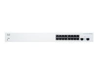 Cisco Business 220 Series CBS220-16T-2G - Conmutador - inteligente - 16 x 10/100/1000 + 2 x Gigabit SFP (enlace ascendente) - montaje en rack CBS220-16T-2G-EU