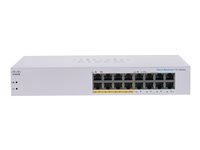 Cisco Business 110 Series 110-16PP - Conmutador - sin gestionar - 8 x 10/100/1000 (PoE) + 8 x 10/100/1000 - sobremesa, montaje en rack, montaje en pared - PoE (64 W) CBS110-16PP-EU
