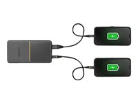 OtterBox - Cargador portátil - 10000 mAh - 18 vatios - 3 A - Apple Fast Charge, Huawei Fast Charge, PE 2.0+, PD 3.0, QC 3.0, AFC, SFCP - 2 conectores de salida (USB, USB-C) - en el cable: USB, USB-C - Penumbra 78-80690