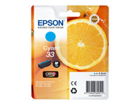 Epson 33 - 4.5 ml - cián - original - blíster con alarmas de RF/acústica - cartucho de tinta - para Expression Home XP-530, 630, 635, 830; Expression Premium XP-540, 630, 640, 645, 830, 900 C13T33424020