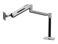 Ergotron LX - Kit de montaje (brazo alargador, barra, adaptador VESA, brazo con base fija, base de anclaje a escritorio, base de montaje con arandela) - para pantalla LCD - aluminio - aluminio pulido - tamaño de pantalla: hasta 42 pulgadas - montable en escritorio 45-360-026
