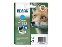 Epson T1282 - Tamaño M - cián - original - blíster con alarmas de RF/acústica - cartucho de tinta - para Stylus S22, SX230, SX235, SX420, SX430, SX435, SX438, SX440, SX445; Stylus Office BX305 C13T12824021