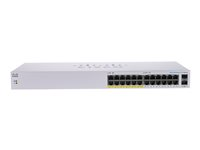 Cisco Business 110 Series 110-24PP - Conmutador - sin gestionar - 12 x 10/100/1000 (PoE) + 12 x 10/100/1000 + 2 x Gigabit SFP combinado - sobremesa, montaje en rack, montaje en pared - PoE (100 W) CBS110-24PP-EU