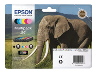 Epson 24 Multipack - Paquete de 6 - negro, amarillo, cián, magenta, magenta claro, cián claro - original - blíster - cartucho de tinta - para Expression Photo XP-55, 750, 760, 850, 860, 950, 960; Expression Premium XP-750, 850 C13T24284010