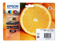 Epson 33XL Multipack - Paquete de 5 - XL - negro, amarillo, cián, magenta, Photo Negro - original - blíster con alarmas de RF/acústica - cartucho de tinta - para Expression Home XP-635, 830; Expression Premium XP-530, 540, 630, 635, 640, 645, 830, 900 C13T33574020