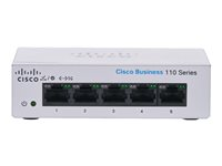Cisco Business 110 Series 110-5T-D - Conmutador - sin gestionar - 5 x 10/100/1000 - sobremesa, montaje en rack, montaje en pared - alimentación cc CBS110-5T-D-EU