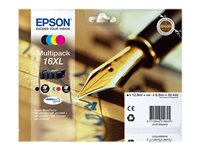 Epson 16XL Multipack - Paquete de 4 - XL - negro, amarillo, cián, magenta - original - blíster con alarma acústica / electromagnética - cartucho de tinta - para WorkForce WF-2010, 2510, 2520, 2530, 2540, 2630, 2650, 2660, 2750, 2760 C13T16364020