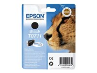 Epson T0711 - 7.4 ml - negro - original - blíster con alarmas de RF/acústica - cartucho de tinta - para Stylus DX9400, SX115, SX210, SX215, SX218, SX415, SX515, SX610; Stylus Office BX310, BX610 C13T07114021