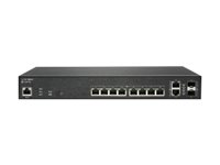 SonicWall Switch SWS12-10FPOE - Conmutador - Gestionado - 10 x 10/100/1000 (PoE+) + 2 x Gigabit SFP - sobremesa - PoE+ (130 W) - con 1 año de soporte 24x7 02-SSC-8370