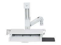 Ergotron StyleView - Kit de montaje (soporte para ratón, reposamuñecas, soporte para escáner de código de barras, adaptador VESA, soporte de montaje en pared, bandeja de teclado, base con superficie horizontal plana, brazo de monitor ajustable, kit de soporte de montaje en carril, bandeja corredera para ratón) - para pantalla LCD / equipo PC - sit-stand combo arm with worksurface - aluminio, plástico de alta calidad - blanco - tamaño de pantalla: hasta 24 pulgadas - se puede instalar en la pared 45-260-216
