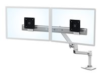 Ergotron LX - Kit de montaje (brazo articulado, 2 pivotes, inclinación de pantallas dobles, base, pinza de escritorio de 2 partes, poste de 8", extensión) - para 2 pantallas LCD - directo doble - blanco - tamaño de pantalla: hasta 25" 45-489-216