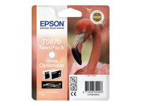 Epson T0870 - Paquete de 2 - 11.4 ml - glosario - original - blíster con alarmas de RF/acústica - cartucho para optimización de tinta - para Stylus Photo R1900 C13T08704020