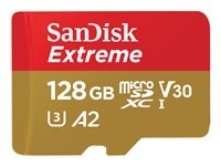 SanDisk Extreme - Tarjeta de memoria flash (adaptador microSDXC a SD Incluido) - 128 GB - A2 / Video Class V30 / UHS-I U3 / Class10 - microSDXC UHS-I SDSQXAA-128G-GN6MA