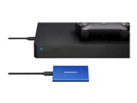 Samsung T7 MU-PC1T0H - SSD - cifrado - 1 TB - externo (portátil) - USB 3.2 Gen 2 (USB-C conector) - AES de 256 bits - azul índigo MU-PC1T0H/WW