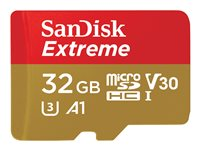 SanDisk Extreme - Tarjeta de memoria flash - 32 GB - A1 / Video Class V30 / UHS-I U3 / Class10 - microSDHC UHS-I SDSQXAF-032G-GN6GN