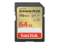 SanDisk Extreme PLUS - Tarjeta de memoria flash - 64 GB - UHS-I U3 / Class10 - SDXC UHS-I SDSDXW2-064G-GNCIN