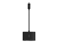 Belkin USB-C to VGA + Charge Adapter - Adaptador de vídeo - USB-C macho a HD-15 (VGA), USB-C (solo alimentación) hembra - negro - compatibilidad con 1080p, USB Power Delivery (60W) AVC001BTBK