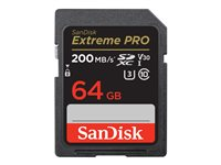 SanDisk Extreme Pro - Tarjeta de memoria flash - 64 GB - Video Class V30 / UHS-I U3 / Class10 - SDXC UHS-I SDSDXXU-064G-GN4IN
