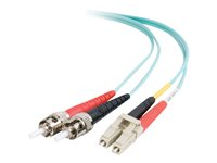 C2G LC-ST 10Gb 50/125 OM3 Duplex Multimode PVC Fiber Optic Cable (LSZH) - Cable de red - modo múltiple ST (M) a LC de modos múltiples (M) - 2 m - fibra óptica - impresión a dos caras - 50/125 micras - OM3 - sin halógenos - agua 85541