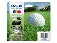 Epson 34XL - Paquete de 4 - XL - negro, amarillo, cián, magenta - original - blíster con alarmas de RF/acústica - cartucho de tinta - para WorkForce Pro WF-3720DWF, WF-3725DWF C13T34764020