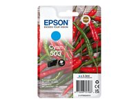 Epson 503 Singlepack - 3.3 ml - cián - original - blíster con alarmas de RF/acústica - cartucho de tinta - para Expression Home XP-5200, XP-5205; WorkForce WF-2960DWF, WF-2965DWF C13T09Q24020