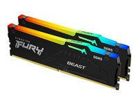 Kingston FURY Beast RGB - DDR5 - kit - 32 GB: 2 x 16 GB - DIMM de 288 contactos - 5200 MHz / PC5-41600 - CL36 - 1.25 V - sin búfer - on-die ECC - negro KF552C36BBEAK2-32