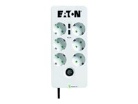 Eaton Protection Box 6 USB Tel@ Din - Protector contra sobretensiones - ca 220-250 V - 2500 vatios - conectores de salida: 6 - blanco PB6TUD
