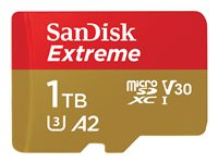 SanDisk Extreme - Tarjeta de memoria flash (adaptador microSDXC a SD Incluido) - 1 TB - A2 / Video Class V30 / UHS-I U3 / Class10 - microSDXC UHS-I SDSQXAV-1T00-GN6MA