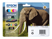 Epson 24XL Multipack - Paquete de 6 - XL - negro, amarillo, cián, magenta, magenta claro, cián claro - original - cartucho de tinta - para Expression Photo XP-55, XP-750, XP-760, XP-850, XP-860, XP-950, XP-960, XP-970 C13T24384021