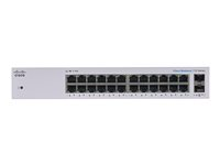Cisco Business 110 Series 110-24T - Conmutador - sin gestionar - 24 x 10/100/1000 + 2 x Gigabit SFP combinado - sobremesa, montaje en rack, montaje en pared CBS110-24T-EU