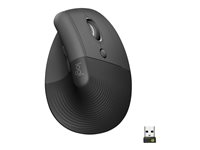 Logitech Lift for Business - Ratón vertical - ergonómico - 6 botones - inalámbrico - Bluetooth, 2.4 GHz - receptor de USB Logitech Logi Bolt - grafito 910-006494
