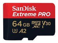 SanDisk Extreme Pro - Tarjeta de memoria flash (adaptador microSDXC a SD Incluido) - 64 GB - A2 / Video Class V30 / UHS-I U3 / Class10 - microSDXC UHS-I SDSQXCU-064G-GN6MA