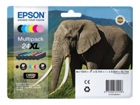 Epson 24XL Multipack - Paquete de 6 - 55.7 ml - XL - negro, amarillo, cián, magenta, magenta claro, cián claro - original - blíster - cartucho de tinta - para Expression Photo XP-55, 750, 760, 850, 860, 950, 960, 970; Expression Premium XP-750, 850 C13T24384011