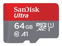 SanDisk Ultra - Tarjeta de memoria flash (adaptador microSDXC a SD Incluido) - 64 GB - A1 / UHS Class 1 / Class10 - microSDXC UHS-I SDSQUAR-064G-GN6MA?RET