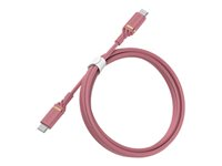 OtterBox Standard - Cable USB - USB-C (M) a USB-C (M) - USB 2.0 - 3 A - 1 m - compatible con suministro de potencia - rosa con brillos rosados 78-52676