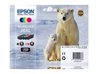 Epson 26XL Multipack - Paquete de 4 - XL - negro, amarillo, cián, magenta - original - blíster con alarmas de RF/acústica - cartucho de tinta - para Expression Premium XP-510, 520, 600, 605, 610, 615, 620, 625, 700, 710, 720, 800, 810, 820 C13T26364020