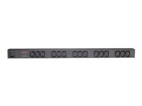 APC Basic Rack PDU Zero U - Unidad de distribución de alimentación (montaje en bastidor) - CA 120/208/230 V - input: IEC 60320 C20 - conectores de salida: 15 (IEC 60320 C13) - 0U - 2.5 m cable - negro - para P/N: AR3106SP, SMX1000C, SMX1500RM2UC, SMX1500RM2UCNC, SMX750C, SMX750CNC, SRT5KRMXLW-TW AP9572