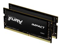 Kingston FURY Impact - DDR4 - kit - 64 GB: 2 x 32 GB - SO-DIMM de 260 contactos - 2666 MHz / PC4-21300 - CL16 - 1.2 V - sin búfer - no ECC - negro KF426S16IBK2/64