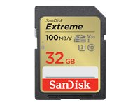 SanDisk Extreme - Tarjeta de memoria flash - 32 GB - Video Class V30 / UHS-I U3 / Class10 - SDHC UHS-I SDSDXVT-032G-GNCIN